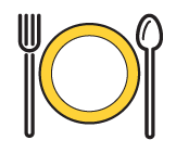 Drawing of fork, spoon and plate